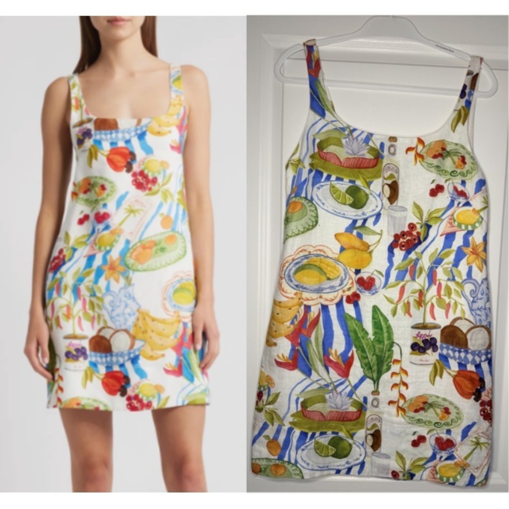 Farm Rio Fresh Table Linen Minidress Size M NWT Colorful Sleeveless Beach $210